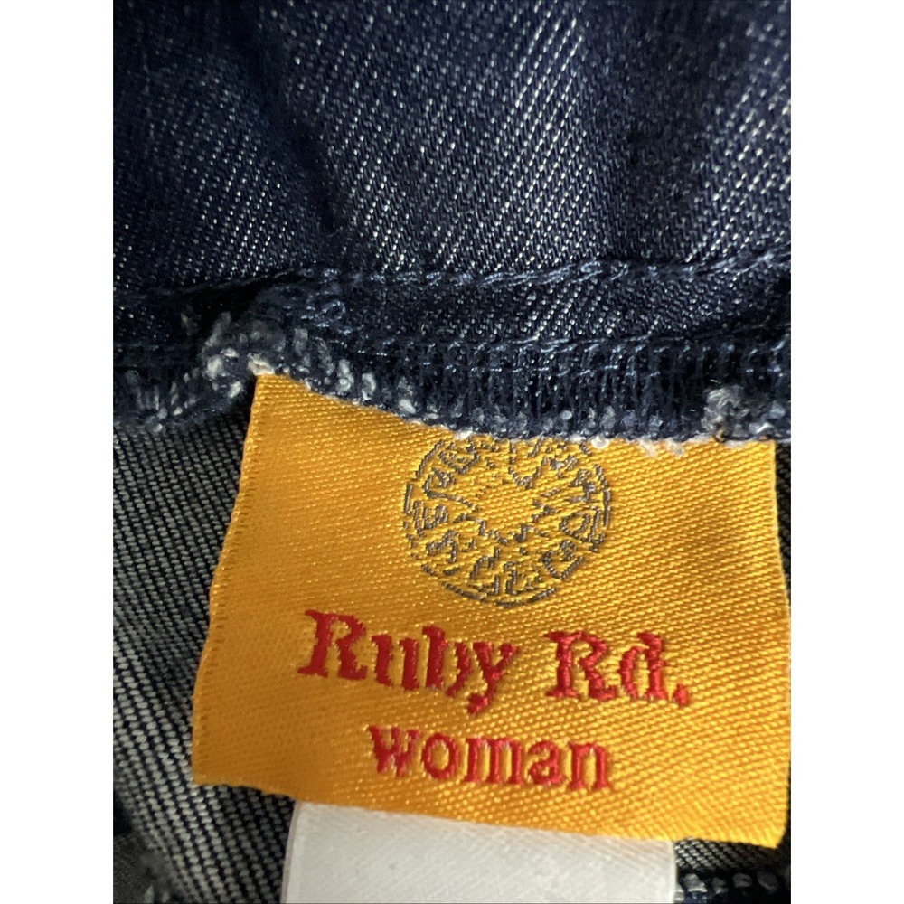 Ruby Rd. Women's Ankle Pants Size 24W Key Items Tencel Frayed Hem Dark Blue B40 - Picture 16 of 16